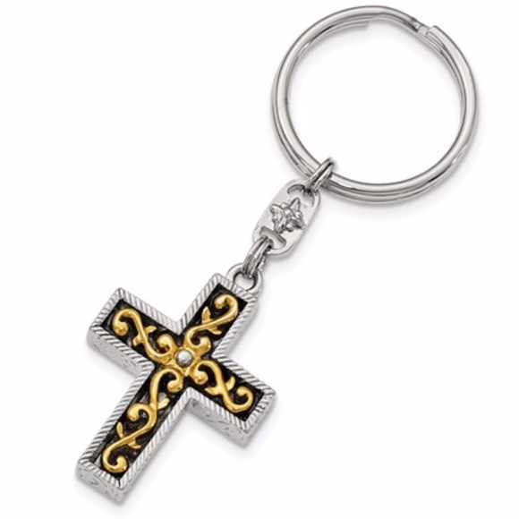 Accessories - Cross Key Chain Gold-Tone And Silver-Tone